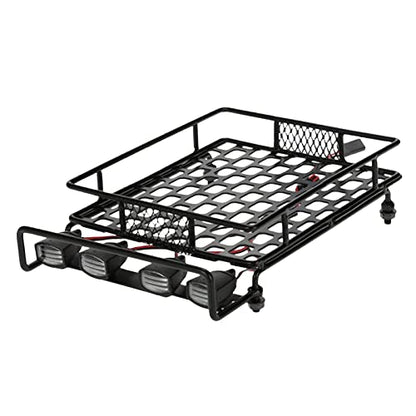 misppro Metal Luggage Roof Rack W/LED Light for 1/8 1/10 RC Rock Crawler Car Truck
