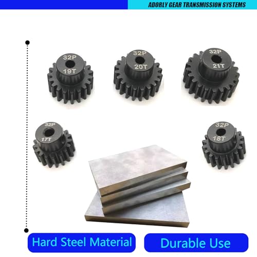 32P 5mm Pinion Gear Set 17T 18T 19T 20T 21T for Arrma 4s 3s Mega Typhon Senton Fury Vorteks Grom Gorgon Granite Big Rock Kraton Mojave Outcast Infraction Upgrade Parts