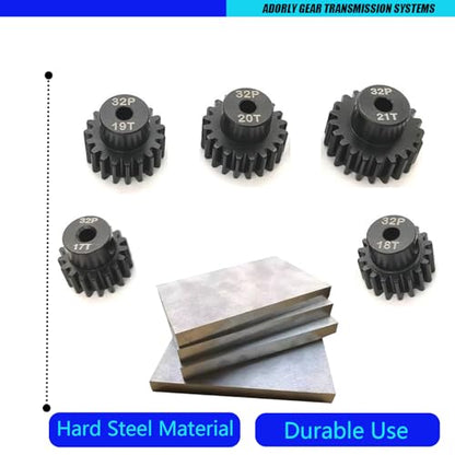 32P 5mm Pinion Gear Set 17T 18T 19T 20T 21T for Arrma 4s 3s Mega Typhon Senton Fury Vorteks Grom Gorgon Granite Big Rock Kraton Mojave Outcast Infraction Upgrade Parts