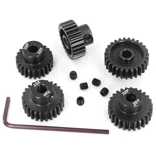 OGRC 32P 23T 24T 25T 26T 27T Pinion Gear for 1/8 1/10 RC Truck Monster | 0.8 Mod, 5mm Shaft, Hardened Steel, Fits 3660, 3665, 3670, 4068, and 4074 Series Motor - size: 23T 24T 25T 26T 27T