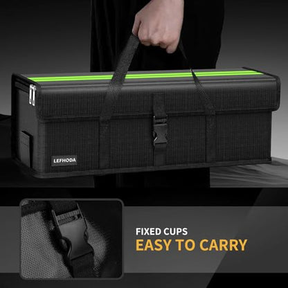Fireproof E-Bike Battery Bag Case with 6-Layer Protection Up to 1400°C, Waterproof & Explosion-Proof, Large Capacity Lipo Safe Bag for Storage - color: black and green