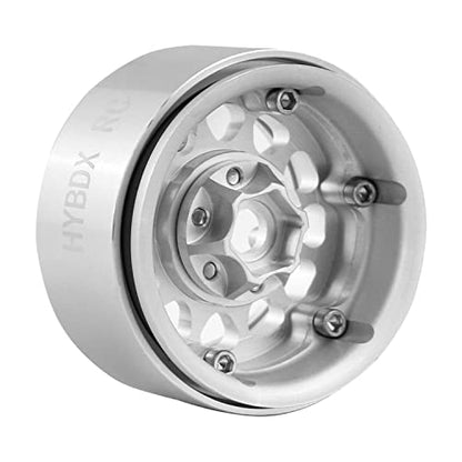 1.9 Inch Aluminum Alloy Beadlock Wheel Rim Hub 4pcs Suit for 1:10 RC Crawler Axial SCX10 SCX10 II TRX4 RC4WD D90. (Silvery) - color: Silvery