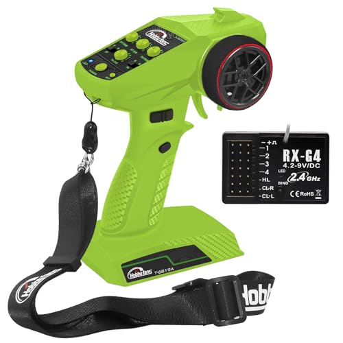 RC Radio System 4CH 2.4G RC Transmitter with Receiver and Lanyard Anti-Jamming Remote Controller for RC Car Crawler Boat, Green & Black - color: Green & Black
