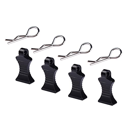 AIMROCK RC Body Clips R Pins 30-Degree Angle RC Clips with Pull Tabs for 1/10 1/12 Traxxas Arrma Axial Losi HPI RC Car Crawler Truck Buggy (Black) - color: Black
