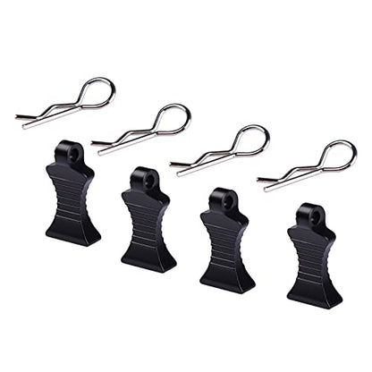 AIMROCK RC Body Clips R Pins 30-Degree Angle RC Clips with Pull Tabs for 1/10 1/12 Traxxas Arrma Axial Losi HPI RC Car Crawler Truck Buggy (Black) - color: Black