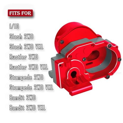 Aluminum Transmission Gearbox w/Gear Upgrades Part for 1/10 Slash 2WD (VXL),Rustler 2WD (VXL),Stampede 2WD (VXL),Bandit 2WD (VXL),Red - color: Red - (Upgrades)