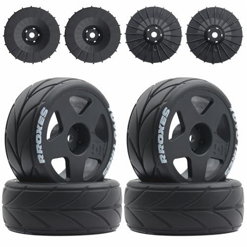 65mm 4PCS 1/10 RC On-Road tires and Hard Plastic wheels set Hex 12mm For WRC Drift Car Conversion 1/10 RC On-Road Car Traxxas Tamiya FW06 TT02 HPI HSP 94122 Kyosho W36 (Black) - color: Black