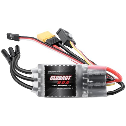 GLOBACT AM32 ESC 80A Power System 2-6S BEC 5.20-8.2V for 1/10 RC Crawler | Fits Axial SCX10 TRX4 TRX6 Redcat FMS RC4WD