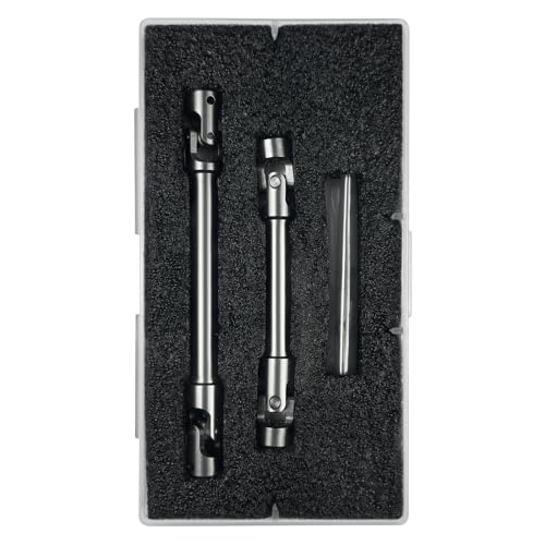 2PCS Adjustable CVD Shaft Fit TRX4 SCX Series RC Crawler Replacement Parts | Compatible with Axial SCX10, SCX24, Traxxas TRX4, Redcat Gen8 1/10 & 1/24 RC crawlers, Hardened steel D-hole center shafts