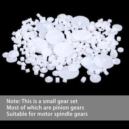 200PCS Module 0.5 Plastic Gears for Small Motors - White Single Gear Spindle Gear Set for DC Motor RC Car Robot DIY Model Parts