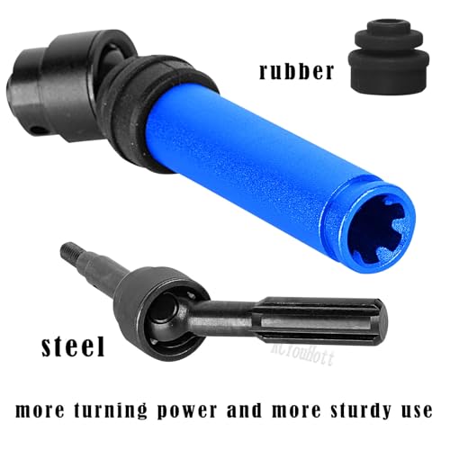 RC #45 Steel Front Rear Driveshaft/Drive Shaft Upgrades Part for 1/10 Slash,Rustler,Stampede,Jat0 4WD 4X4 VXL,F0rd F15O Rapt0r R 4WD,CVD Axles with Hex(#9051#9052) Navy Blue - color: Navy Blue-(Upgrades）