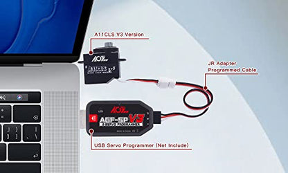 AGFRC Mini-Z Car 0.05Sec RC Micro Drifting Servo (A11CLS V3 Black) | 1.4kg Torque, Titanium Gear, Coreless Motor, Programmable, Fits Mini-Z, 1/24-1/28 Scale RC Cars. 20x21x11.3mm, 11g - style: A11CLS V3 Black