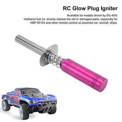 Glow Plug Igniter RC Starter Kit with N3 Glow Plug, RC Engine Igniter for Methanol Fuel Oil Powered Vehicles, Aluminum Alloy Glow Plug Starter for HSP 80103 RC Car, Aircraft, Ships (Rose Red) - color: Rose Red