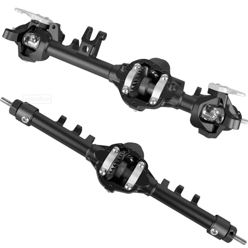 RC Alloy Front Rear Portal Axle Upgrades Part for 1/10 RC Crawler SCX10 90046 90047,Aluminium Front Rear Complete Portal Housing,Black w/ Red - color: Black W/Red