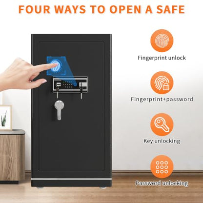 FABAO Wifi Smart Safe 8.1 Cu.Ft.Extra Large Home Safe,Big Security Fireproof Safe Box with Fireproof Bag,Built-In Drawer and Removable Shelf Perfect for Safe for Home Documents Money Valuables - size: 8.1 CuFt