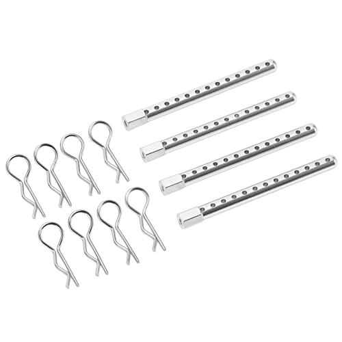 RC Body Post High Strength Aluminum Alloy RC Car Shell Column with Buckle for HSP 94102 94122 94103 94123 1/10 Scale RC Cars (Silver) - color: Silver