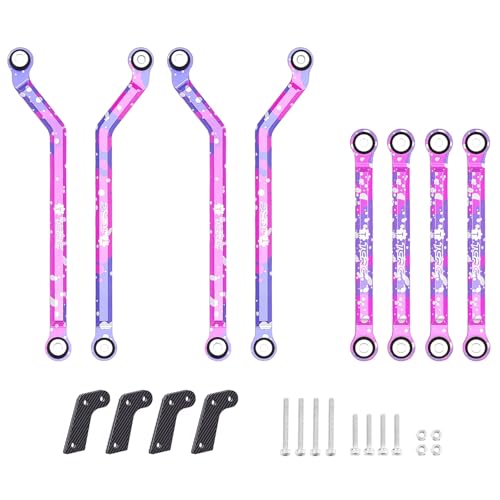 Splash Anodizing Aluminum High Clearance Chassis Suspension Links Rod Linkage Set with Carbon Fiber Shock Absorber Extension Bracket(4) for Axial AX24 XC-1(Wheelbase Extended by 150mm) - style: Multicolored Longer Links