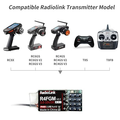 Radiolink R6FG&R4FGM Receiver with Gyro Long Range Control for RC Cars RC Boats for Radiolink RC4GS V2/RC6GS V2 Controller