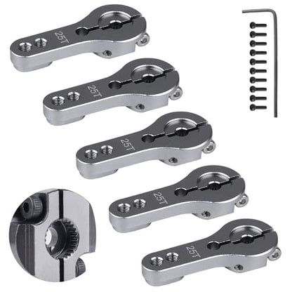5 PCS FriHobby M3 25T Servo Horns Aluminum Servo Arms for Futaba Savox Axial HL HSP HD Xcore RC Crawler Car Truck Buggies Drift Racing Car Airplane-Silver