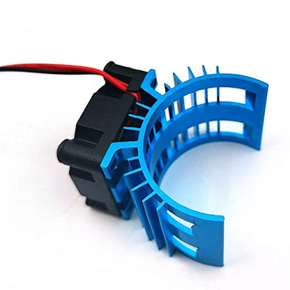 FainWan Alloy Heat Sink Heatsink with 5V Cooling Fan for 1/10 Car 540 550 3650 Size Brushless Engine Motor Remote Control Car Truck Buggy Crawler Blue