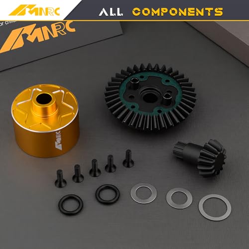 2PCS Diff Differential Case Cover 37t & 13t Gear Compatible with Arrma 1/10 Senton Big Rock Granite 3S BLX Diff Cover Outcast Kraton 4S 1/8 Typhon 3S Mojave Infraction Upgrades Part Yellow - color: Yellow
