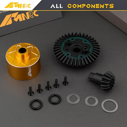 2PCS Diff Differential Case Cover 37t & 13t Gear Compatible with Arrma 1/10 Senton Big Rock Granite 3S BLX Diff Cover Outcast Kraton 4S 1/8 Typhon 3S Mojave Infraction Upgrades Part Yellow - color: Yellow