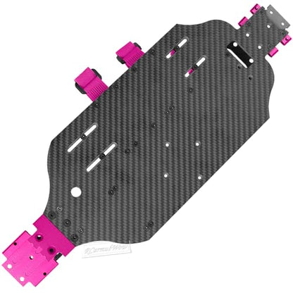 RC Carbon Fibre Chassis Armor Skid Plate Protecter Guard Upgrades Part for 1/10 Slash 4X4 4WD VXL,Front Center Rear Chassis Guard Plate,Pink - color: Pink(1set)