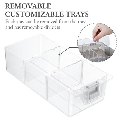 MyGift 11 Inch Smoke Gray Transparent Arts and Crafts Sewing Supplies Storage Organizer Case with White Accents, 24 Customizable Compartments, and 6 Drawers with Removable Dividers - color: Grey