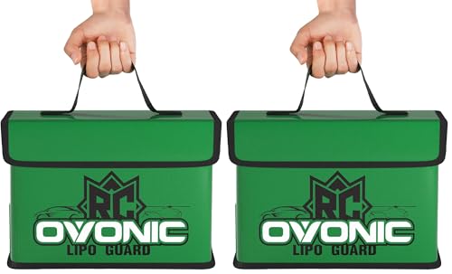 OVONIC Lipo Safe Bag Fireproof Explosionproof Bag, Large Capacity for Lipo Battery Charge & Storage (Pack of 2) - size: 1 Count (Pack of 2)