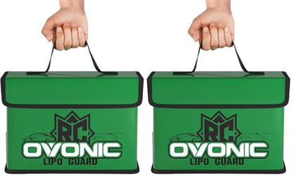 OVONIC Lipo Safe Bag Fireproof Explosionproof Bag, Large Capacity for Lipo Battery Charge & Storage (Pack of 2) - size: 1 Count (Pack of 2)