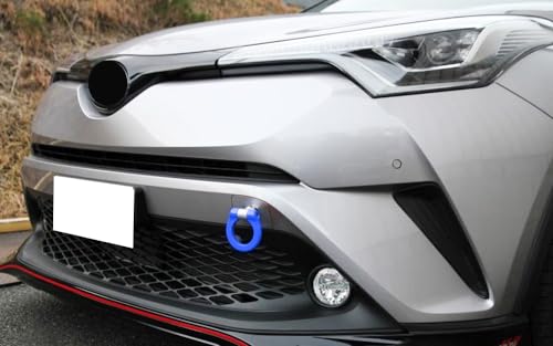 iJDMTOY Sports Blue Track Racing Style Tow Hook Ring Compatible with Toyota 2018-up C-HR, 2019-up Corolla Hatchback, Made of Lightweight Aluminum - style: Blue Tow Ring