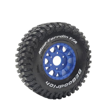 1/7 1/8 1/10 RC Short Course Truck Tires OD 4.96" and Wheels 12mm 14mm 17mm Hex for 1:10 1:8 1:7 Scale Off Road Truck Car ARRMA Mojave 4S 6S TRAXXAS Slash 2WD FS FSR Axial Losi Rc4wd (Blue) - color: Blue