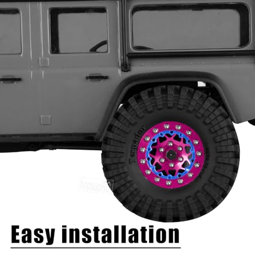 for 1/24 1/18 SCX24 FCX24 TRX4M RC Crawler Car,1.3" RC Tires Wheel Rim,Aluminum RC Truck Tires Wheels Rims,1.3 Beadlock Wheel Rims Heavy Duty Rim (4PCS) Pink - color: 1.3-rim-pink&blue