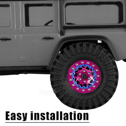 for 1/24 1/18 SCX24 FCX24 TRX4M RC Crawler Car,1.3" RC Tires Wheel Rim,Aluminum RC Truck Tires Wheels Rims,1.3 Beadlock Wheel Rims Heavy Duty Rim (4PCS) Pink - color: 1.3-rim-pink&blue
