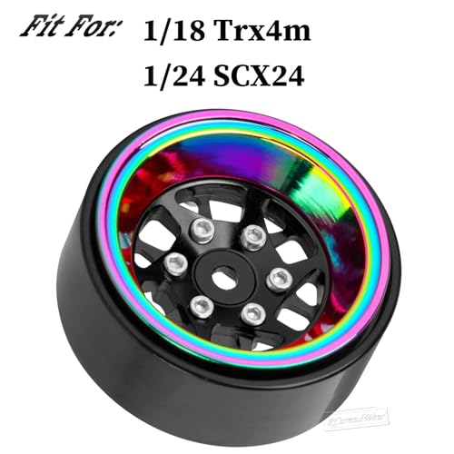 RC 1.3" Beadlock Wheels 1.3 rc Wheels for RC Crawler 1/18 TRX4M,1/24 SCX24,Alloy Aluminium 1.3 Beadlock Wheels 1.3 rc Rims,4pcs,Black - color: Black(4pcs)