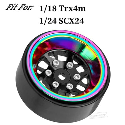 RC 1.3" Beadlock Wheels 1.3 rc Wheels for RC Crawler 1/18 TRX4M,1/24 SCX24,Alloy Aluminium 1.3 Beadlock Wheels 1.3 rc Rims,4pcs,Black - color: Black(4pcs)