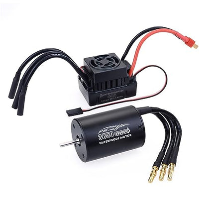 Waterproof 3650 3900KV Brushless Motor with 60A ESC Program Card Combo for 1/10 RC Car Truck Toy - color: Black-2