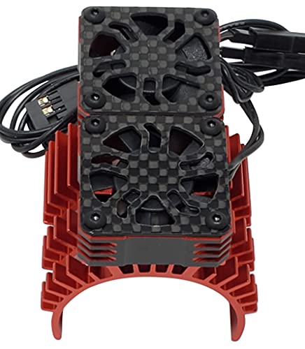 NHX RC 1/8 Twin Cyclone Alum HV Cooling Fans w/Cover 28000RPM Motor Heatsink Red