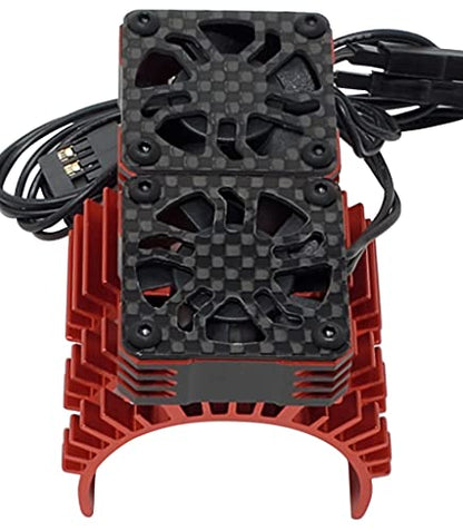 NHX RC 1/8 Twin Cyclone Alum HV Cooling Fans w/Cover 28000RPM Motor Heatsink Red