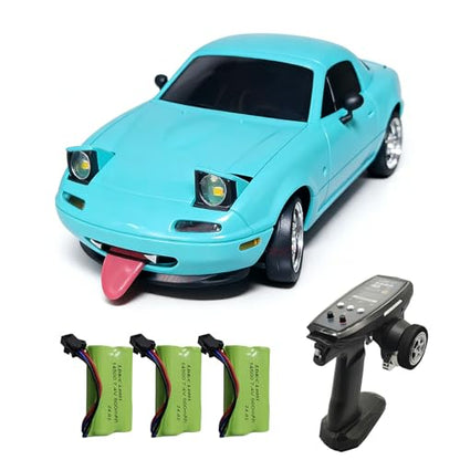 YUCT LD1804 1/18 Mazda Miata RC Drift Car with 3 Batteries Gyro | LDRC Drift Car 2.4Ghz Pop-up Lights Blue Drift RC Car for Adults - color: Ld1804-blue