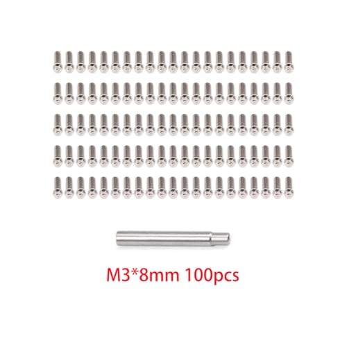 100pcs M2 M3 Steel Scale Beadlock Ring Screws 1.9 2.2 Wheel Rims for 1/10 RC Crawler Car TRX4 Axial SCX10 AXI03007 VS4-10 LCG(M3 8mm)