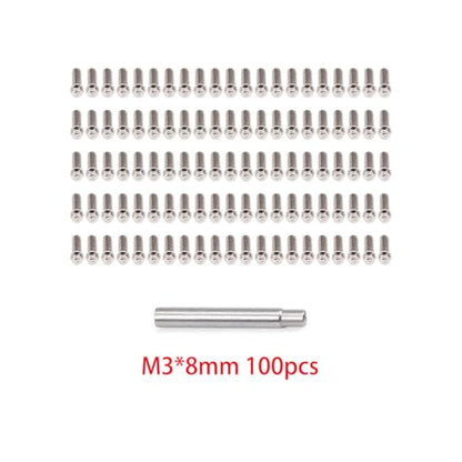 100pcs M2 M3 Steel Scale Beadlock Ring Screws 1.9 2.2 Wheel Rims for 1/10 RC Crawler Car TRX4 Axial SCX10 AXI03007 VS4-10 LCG(M3 8mm)