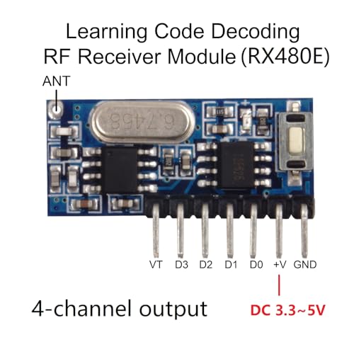 QIACHIP Wireless 433Mhz RF Module Receiver and Transmitter Remote Control Built-in Learning Code 1527 Decoding 4 Channel Output (Transmitter and Receiver kit) - style: Transmitter and Receiver kit
