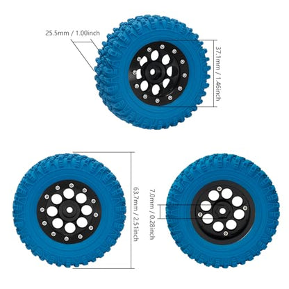 GOUPRC 1.3" Wheel Tires Set, Aluminum Beadlock Rim Swamp Claw Mud Terrain Rock Tread Pattern Tires for SCX24 TRX4M 1/18 1/24 Upgrade RC Crawler Truck Car - style: Rock Pattern Black