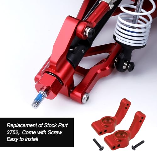 HobbyPark Aluminum Rear Stub Axle Carrier Upgrade Parts for 1/10 Traxxas Slash 2WD Stampede 2WD Rustler Bandit Replacement of 3752 - color: Red