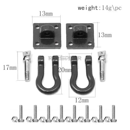 1/10 RC Car Accessories Mini Metal Trailer Chain and Tow Hooks Towing Hook & for 1:10 Rock Crawler Truck Car Traxxas TRX4 SCX10 Axial RC4WD Tamiya D90 (Black) - color: Black