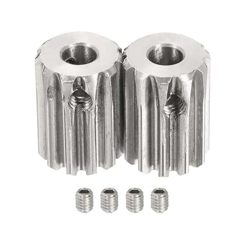 uxcell 2Pcs 1 Mod 11T Spur Gear 5mm Bore, 304 Stainless Steel Pinion Gear, 20°Pressure Angle, for Spur Rack and RC Model Car or Motor DIY - size: 1 Mod 11T, 5mm
