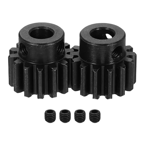 uxcell 2Pcs 1.5 Mod 14T Spur Gear 8mm Bore, 1045 Steel Pinion Gear Black Surface Treatment, 20° Pressure Angle, for Spur Rack and RC Model Car or Motor DIY(16mm) - size: 1.5 Mod 14T, 8mm x 16mm