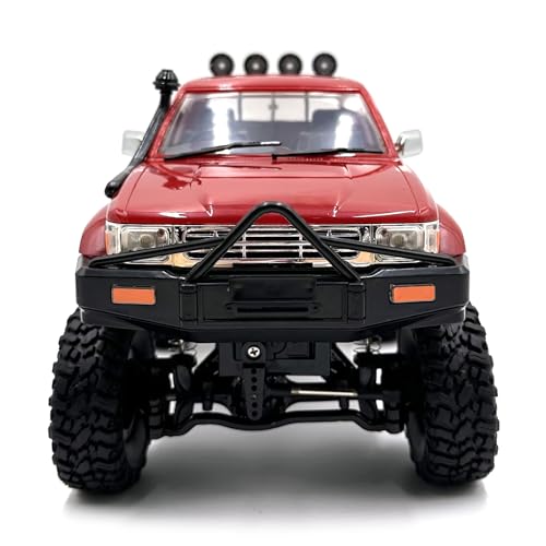 RC Rock Crawler WPL C64-1 RC Truck, 1:16 Scale 2.4GHz Remote Control Truck, 4WD All Terrain Off-Road RC Crawler with LED Lights and 2 Rechargeble Batteries for Adults (Red) - color: Red