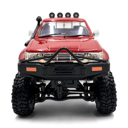RC Rock Crawler WPL C64-1 RC Truck, 1:16 Scale 2.4GHz Remote Control Truck, 4WD All Terrain Off-Road RC Crawler with LED Lights and 2 Rechargeble Batteries for Adults (Red) - color: Red